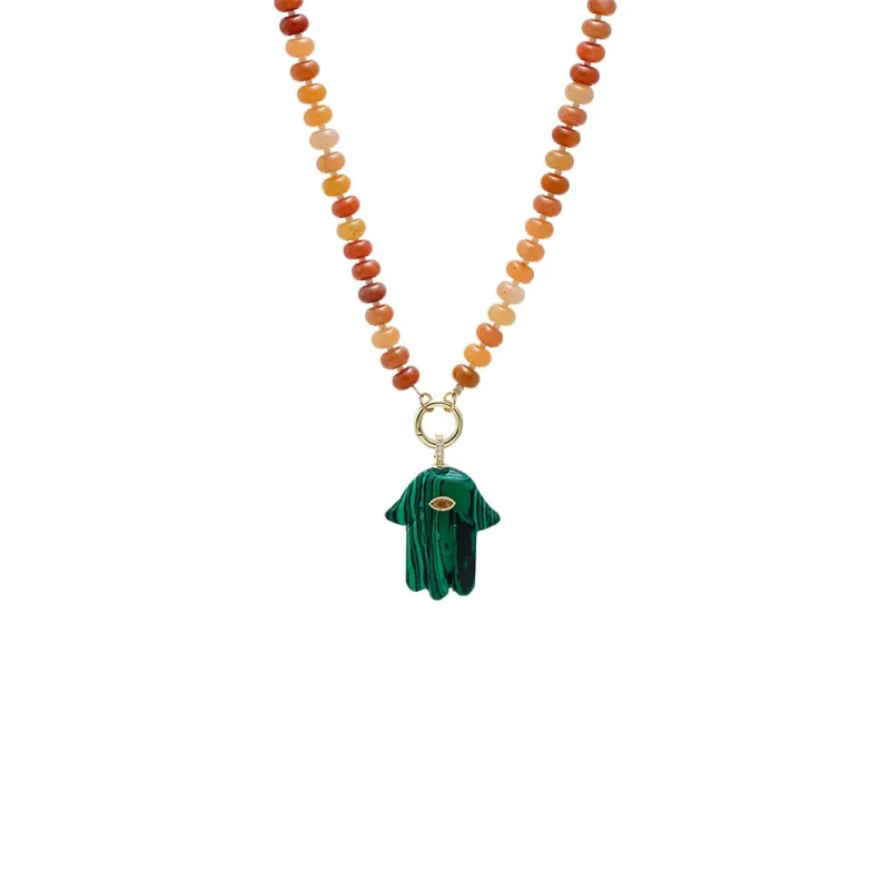Colored Hamsa Evil Eye Pendant Beaded Clicker Necklace made by Adina Eden's