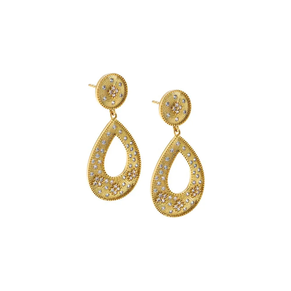 Golden Open Pear Drop Earring sold by Adina Eden's