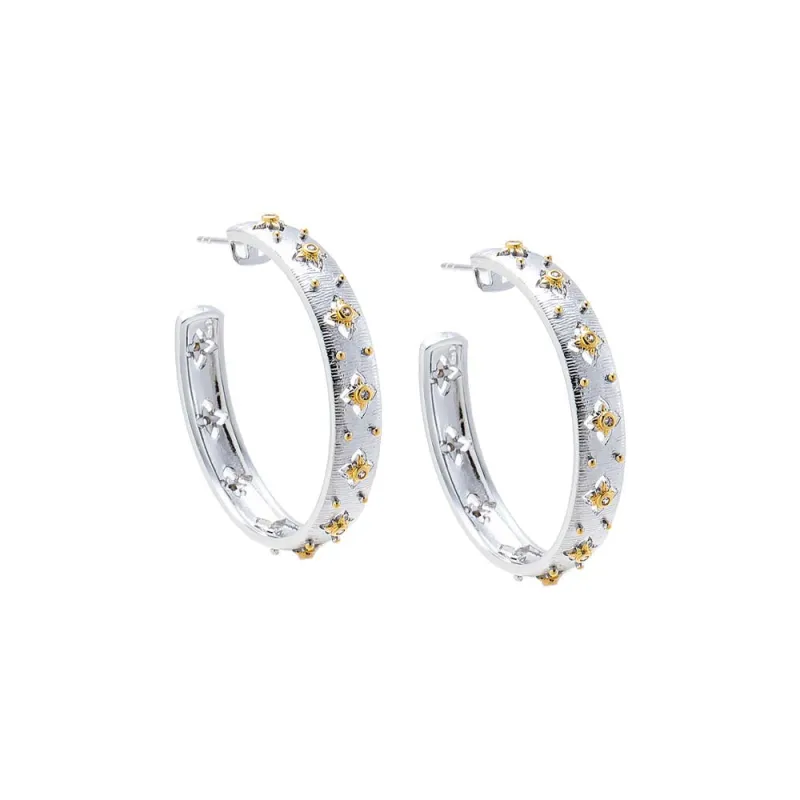 Fancy Two Tone Vintage Inspired Open Hoop Earring made by Adina Eden's