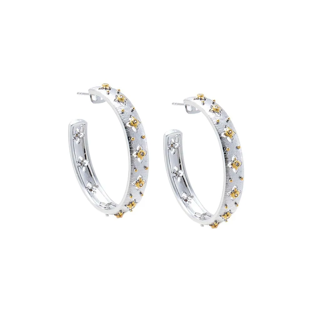 Fancy Two Tone Vintage Inspired Open Hoop Earring sold by Adina Eden's