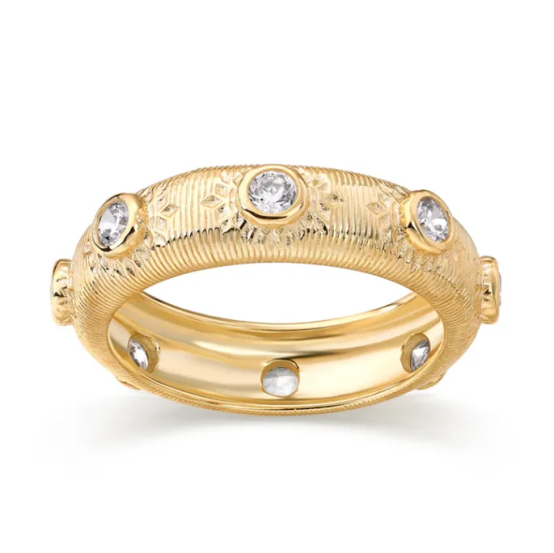 CZ Round Bezel Dome Eternity Band Ring made by Adina Eden's