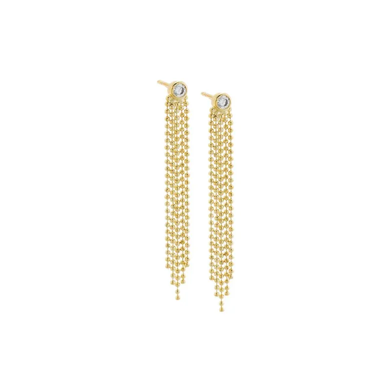 CZ Chain Tassel Stud Earring made by Adina Eden's