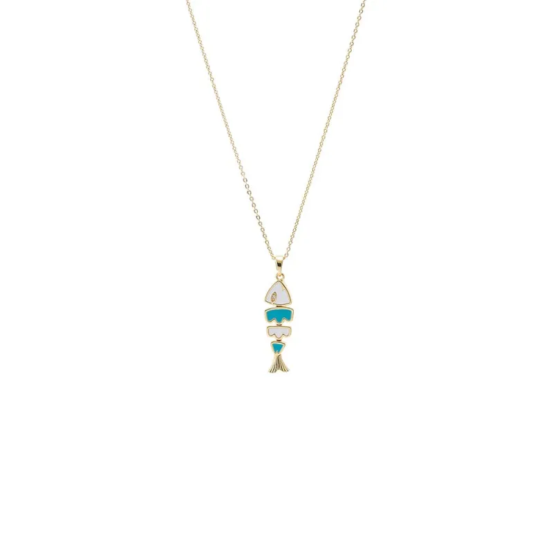 Colored Enamel Fish Pendant Necklace made by Adina Eden's