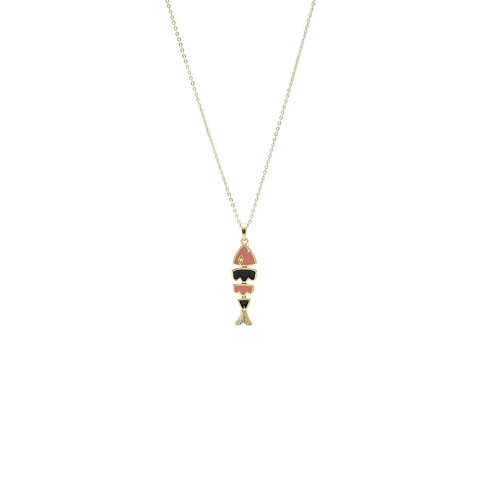 Colored Enamel Fish Pendant Necklace sold by Adina Eden's product image thumbnail 2