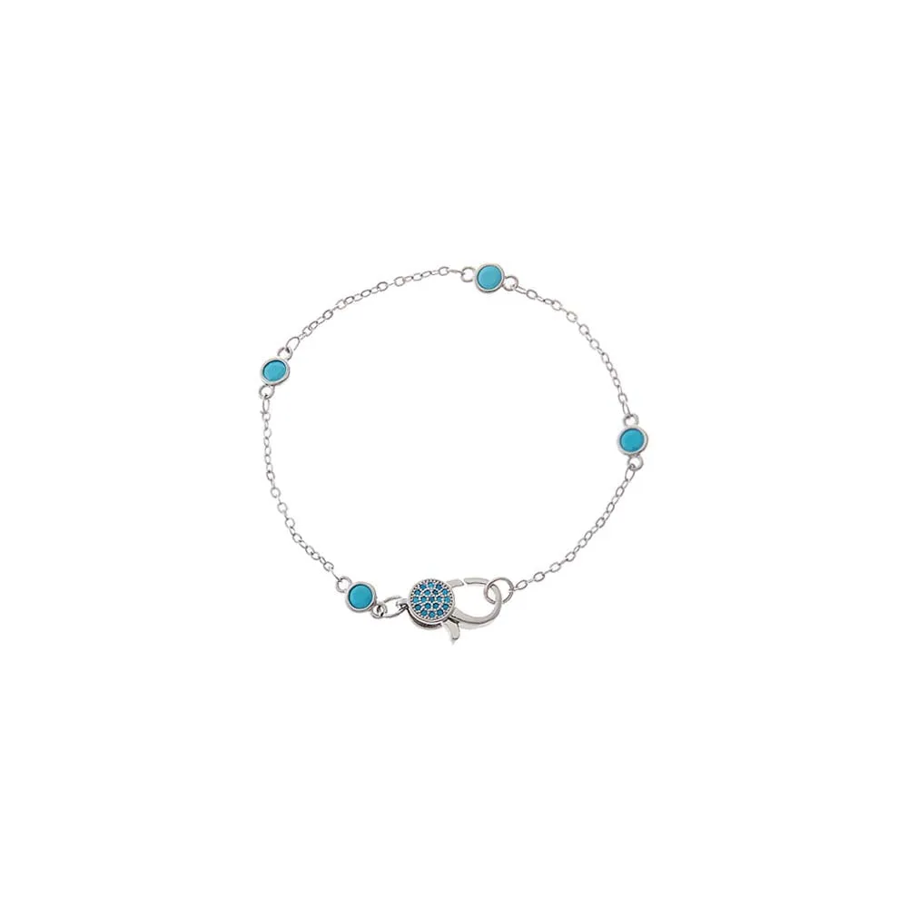 Colored Round Bezel Lobster Clasp Chain Bracelet sold by Adina Eden's product image thumbnail 2