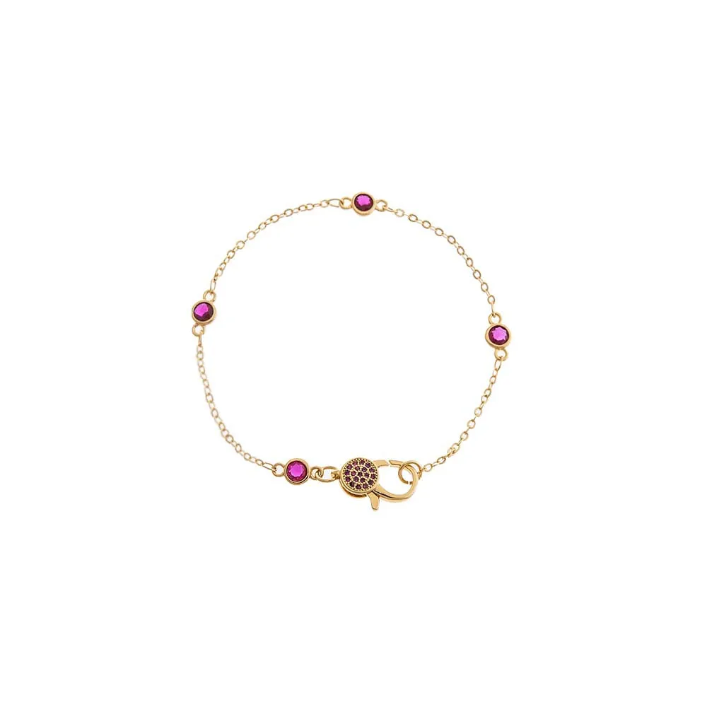 Colored Round Bezel Lobster Clasp Chain Bracelet sold by Adina Eden's product image thumbnail 3