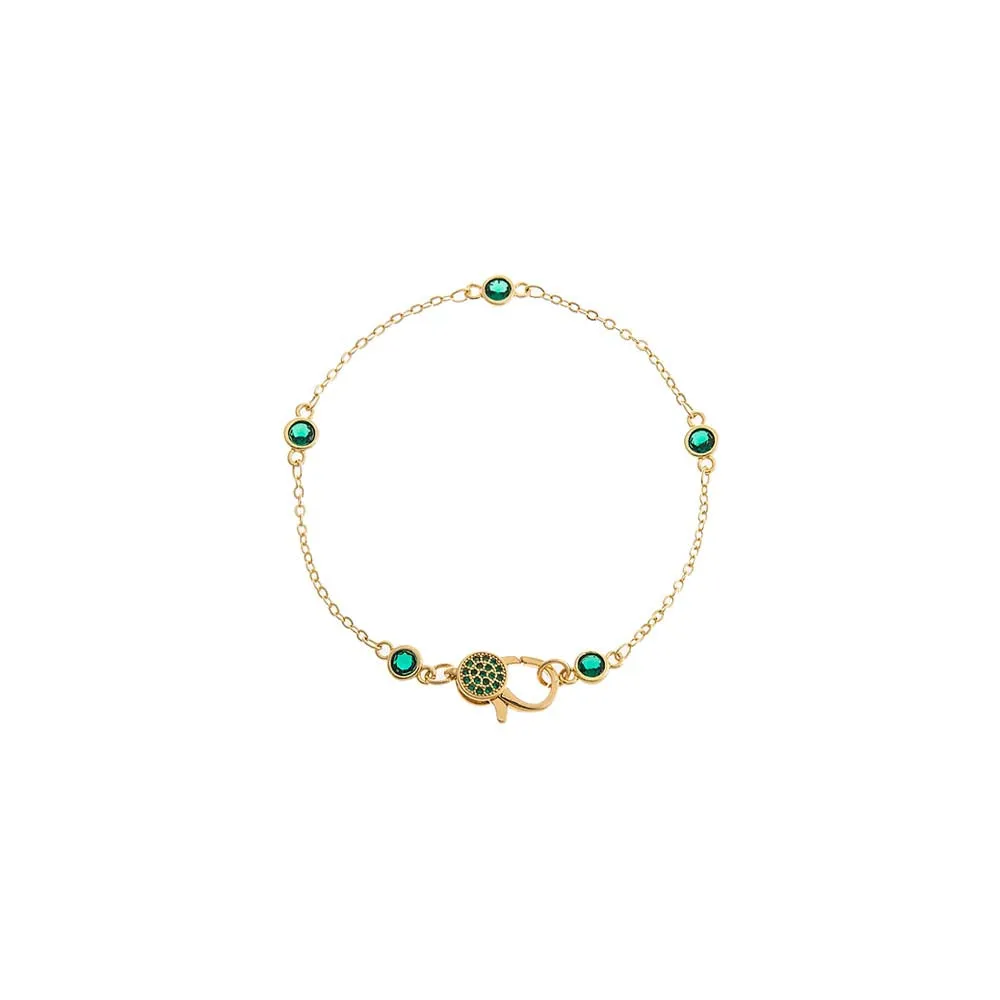 Colored Round Bezel Lobster Clasp Chain Bracelet sold by Adina Eden's product image thumbnail 4