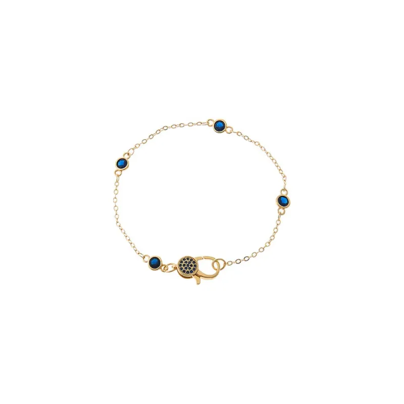 Colored Round Bezel Lobster Clasp Chain Bracelet made by Adina Eden's