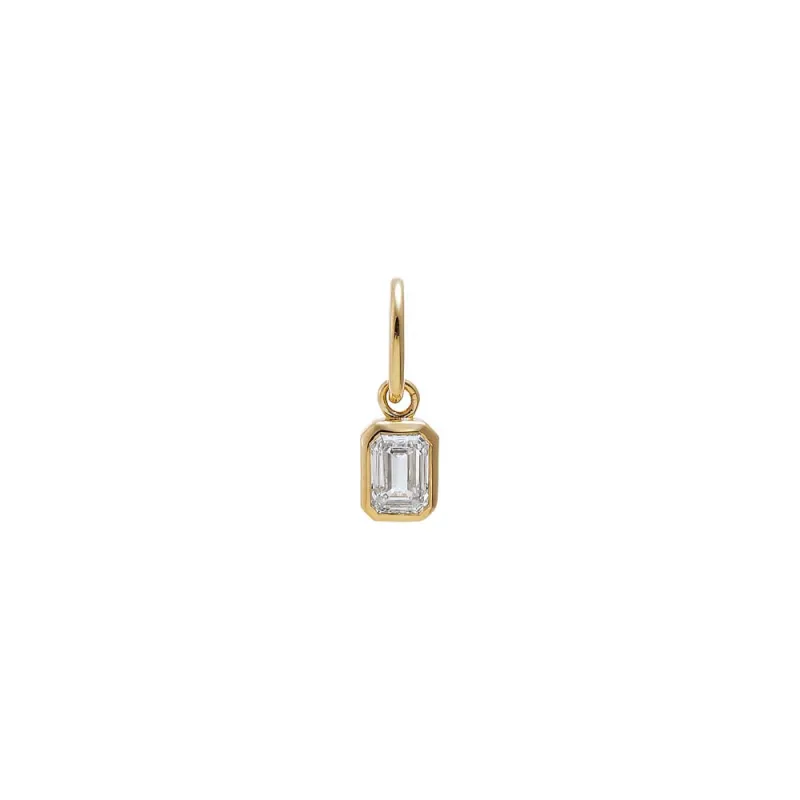 Lab Grown Diamond Emerald Bezel Dangling Charm 14K made by Adina Eden's