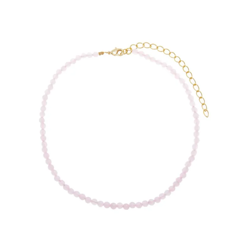 Rose Quartz Natural Stone Beaded Chain Choker made by Adina Eden's