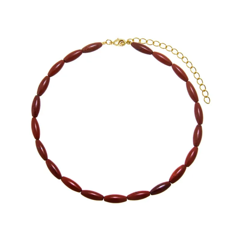 Red Jasper Oval Rice Beaded Choker Necklace made by Adina Eden's