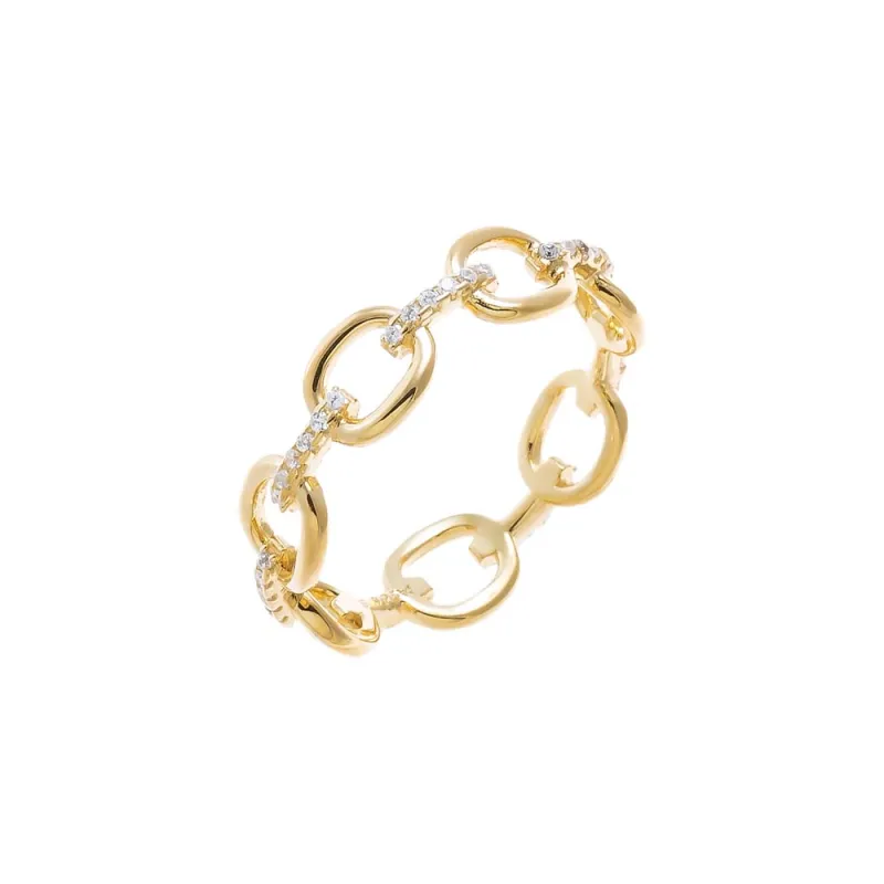 Pave Alternating Oval Link Ring made by Adina Eden's