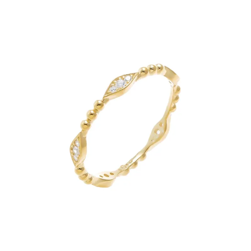CZ Marquiese Shape Beaded Stacking Band made by Adina Eden's