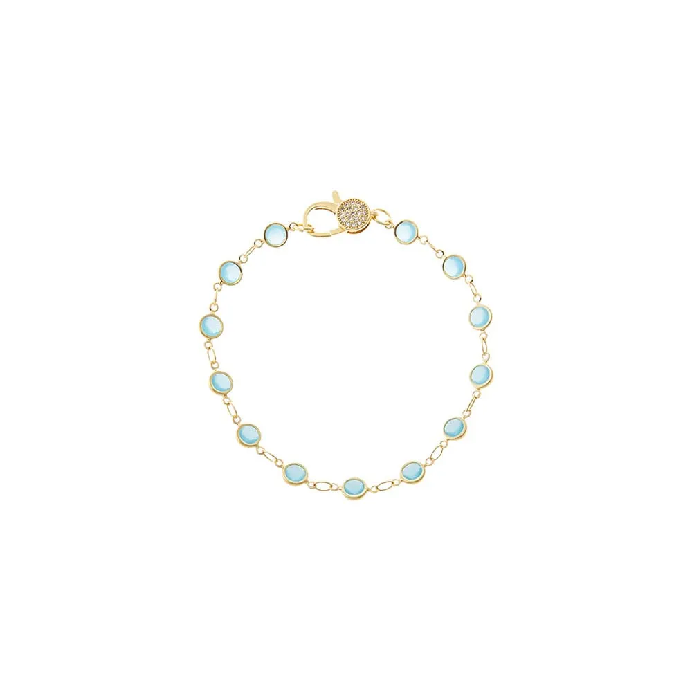 Sky Blue Bezel Pave Lobster Clasp Link Chain Bracelet sold by Adina Eden's