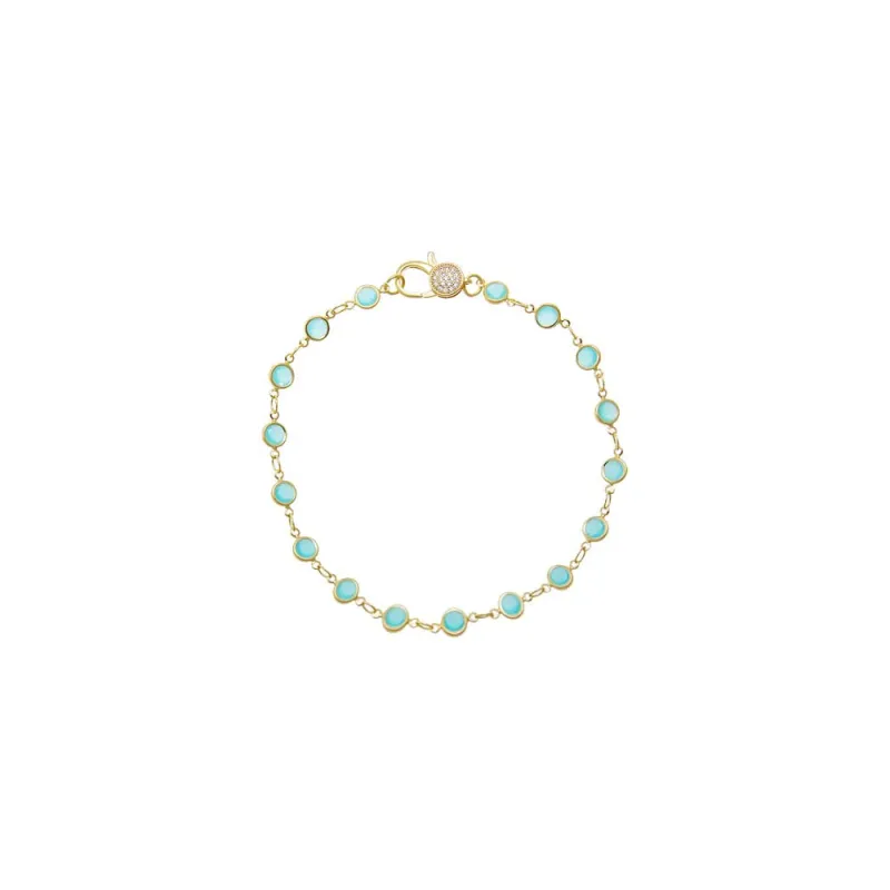 Sky Blue Bezel Pave Lobster Clasp Link Chain Anklet made by Adina Eden's