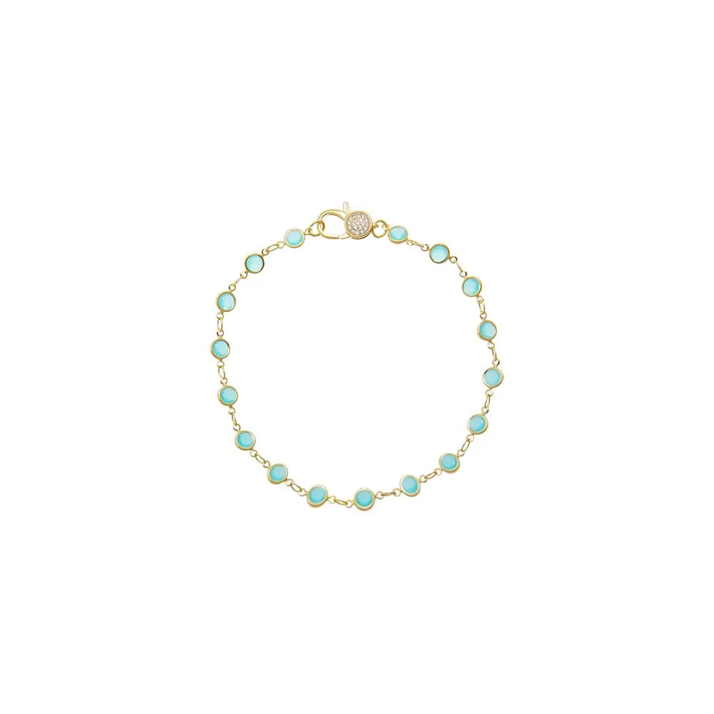 Sky Blue Bezel Pave Lobster Clasp Link Chain Anklet sold by Adina Eden's