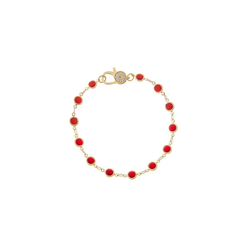 Ruby Red Station Pave Lobster Clasp Link Chian Bracelet made by Adina Eden's