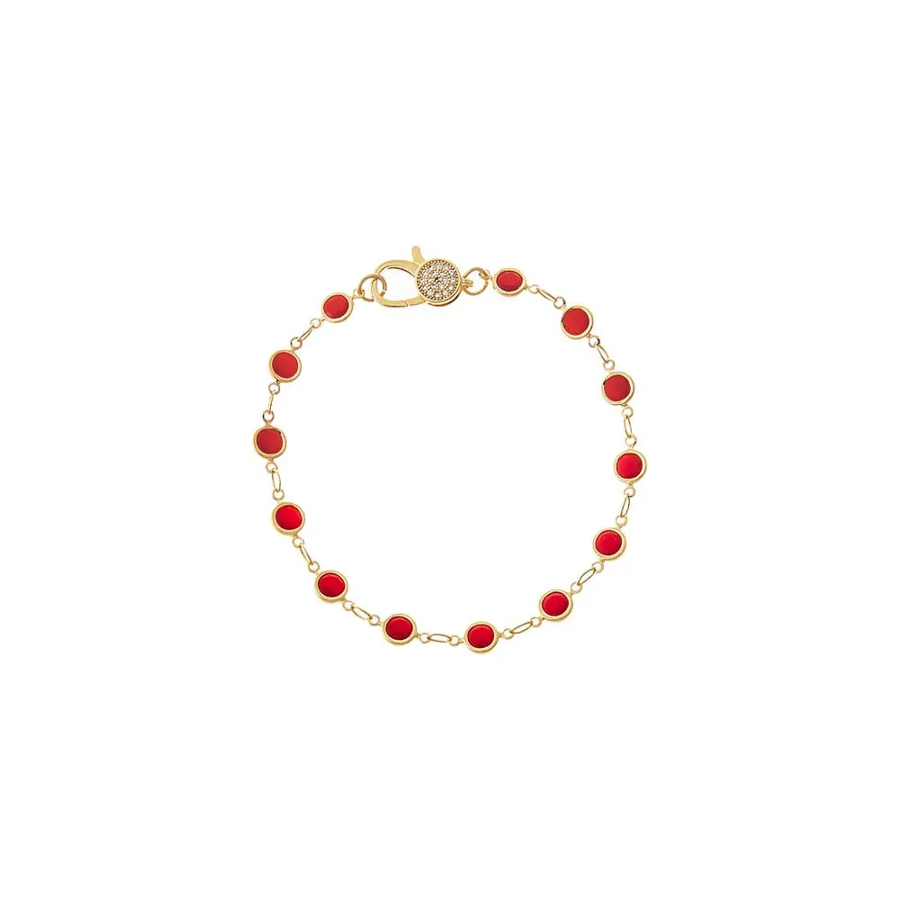 Ruby Red Station Pave Lobster Clasp Link Chian Bracelet sold by Adina Eden's
