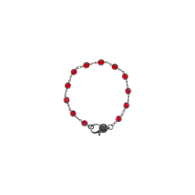 Ruby Red Blackened Bezel Chain Bracelet made by Adina Eden's