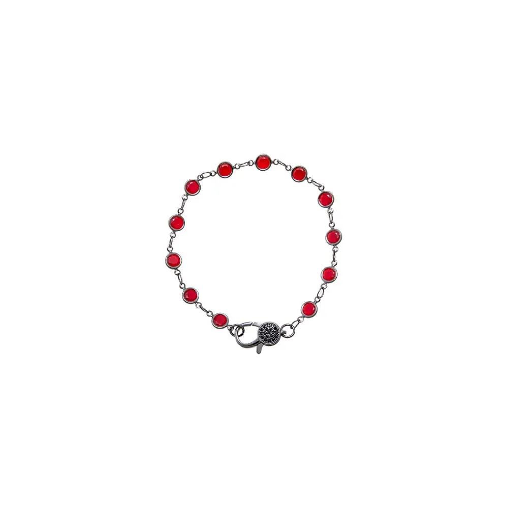 Ruby Red Blackened Bezel Chain Bracelet sold by Adina Eden's