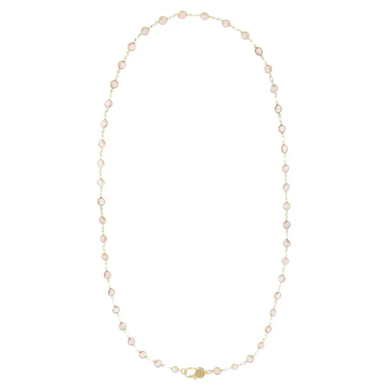 Light Pink Station Pave Lobster Clasp Link Chain Necklace made by Adina Eden's
