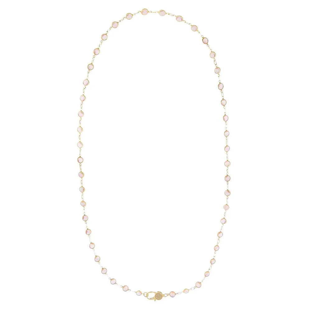 Light Pink Station Pave Lobster Clasp Link Chain Necklace sold by Adina Eden's