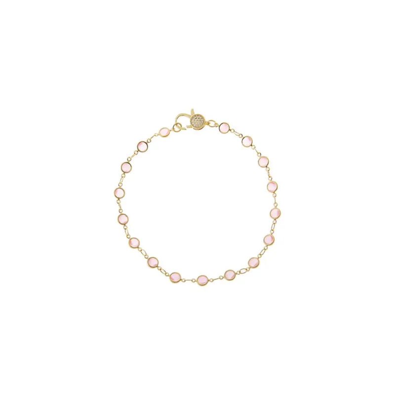 Light Pink Station Pave Lobster Clasp Link Chain Anklet made by Adina Eden's