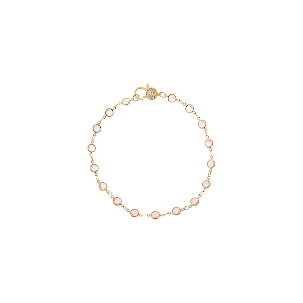 Light Pink Station Pave Lobster Clasp Link Chain Anklet sold by Adina Eden's