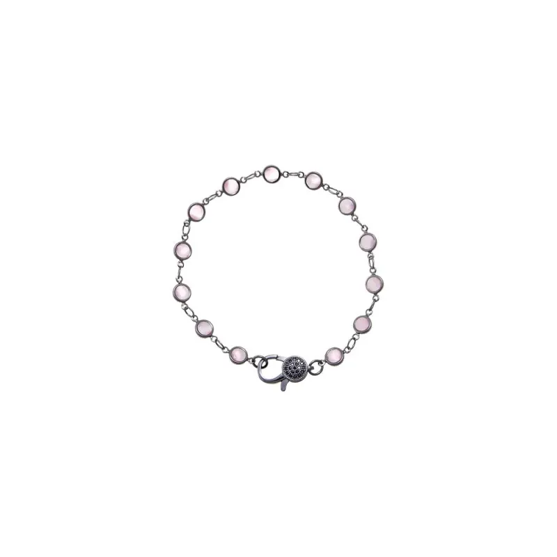 Light Pink Blackened Bezel Chain Bracelet made by Adina Eden's