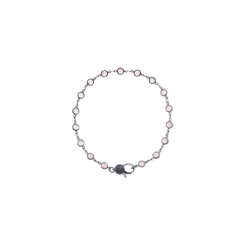 Light Pink Blackened Bezel Chain Anklet made by Adina Eden's