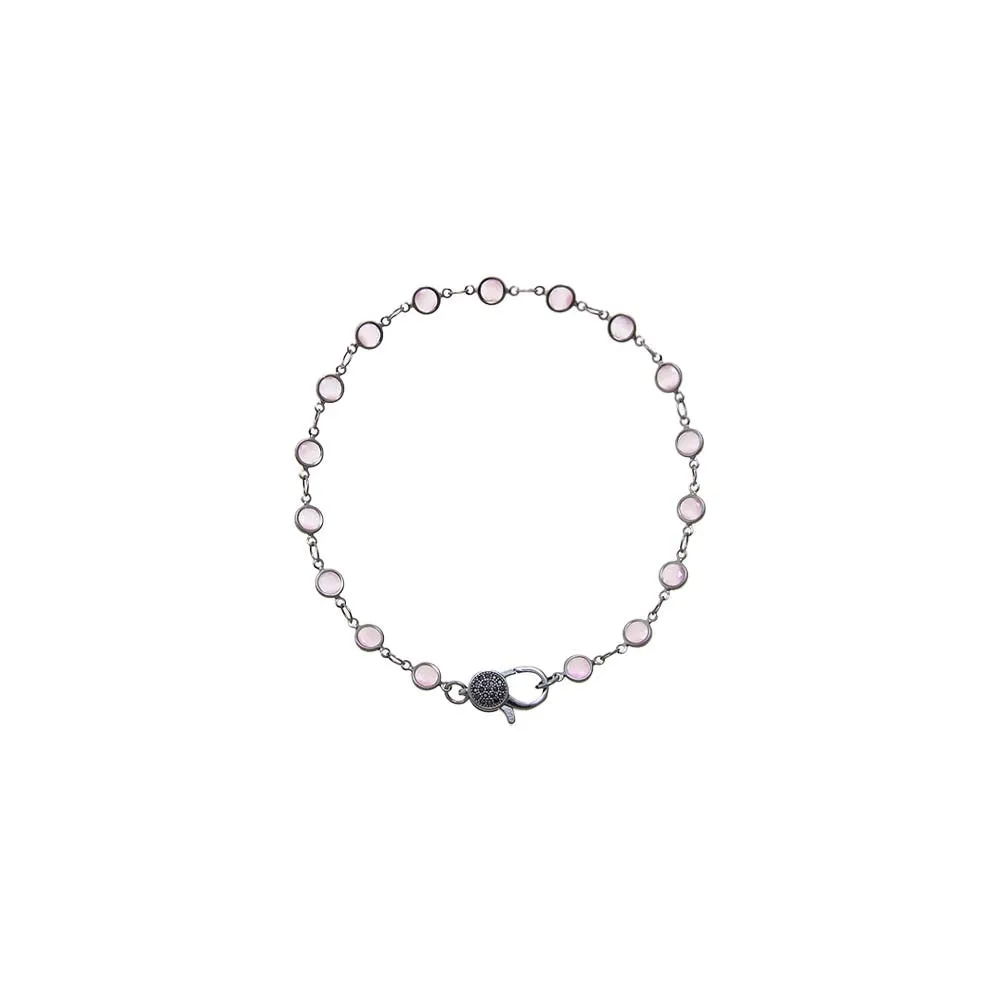 Light Pink Blackened Bezel Chain Anklet sold by Adina Eden's