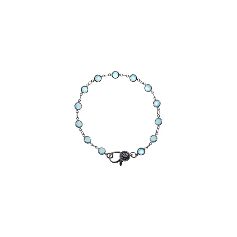 Light Green Blackened Bezel Chain Bracelet made by Adina Eden's