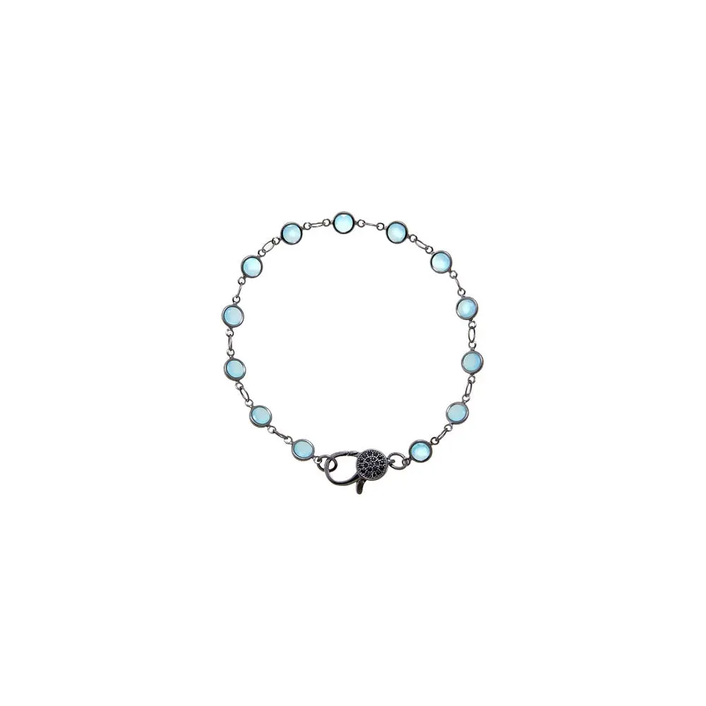 Light Green Blackened Bezel Chain Bracelet sold by Adina Eden's