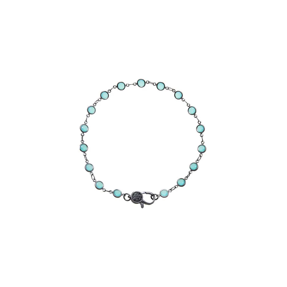 Light Green Blackened Bezel Chain Anklet sold by Adina Eden's