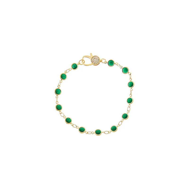 Emerald Green Station Pave Lobster Clasp Link Chian Bracelet made by Adina Eden's
