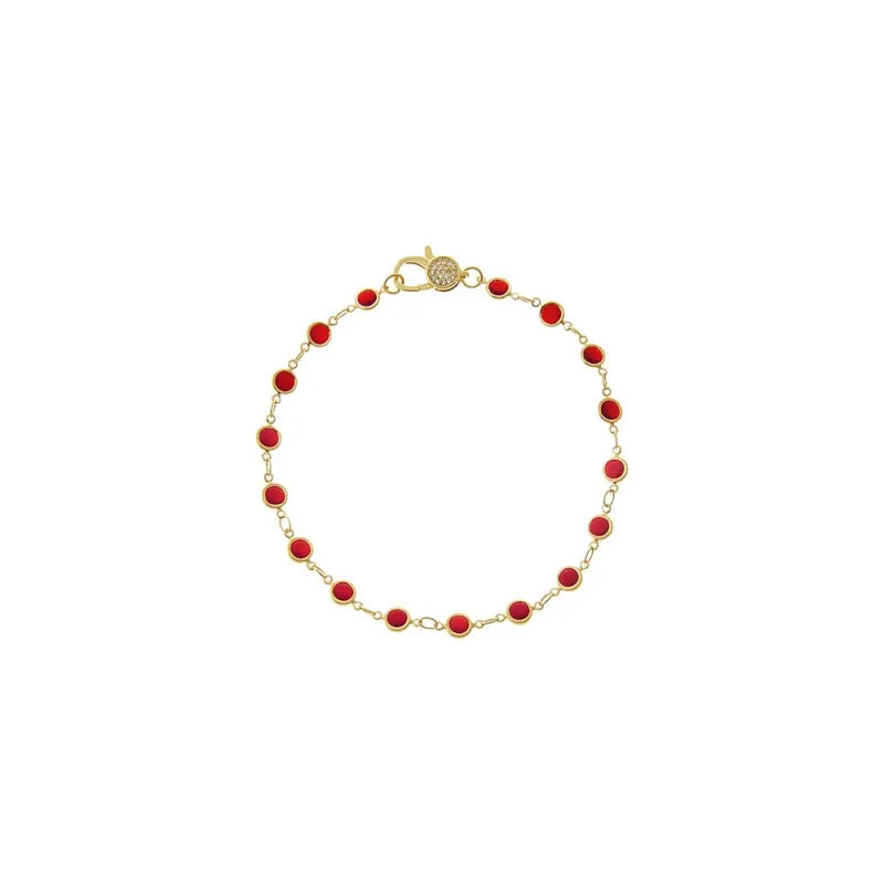 Ruby Red Station Pave Lobster Clasp Link Chain Anklet made by Adina Eden's