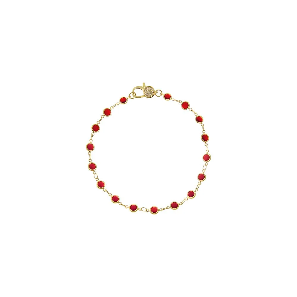 Ruby Red Station Pave Lobster Clasp Link Chain Anklet sold by Adina Eden's