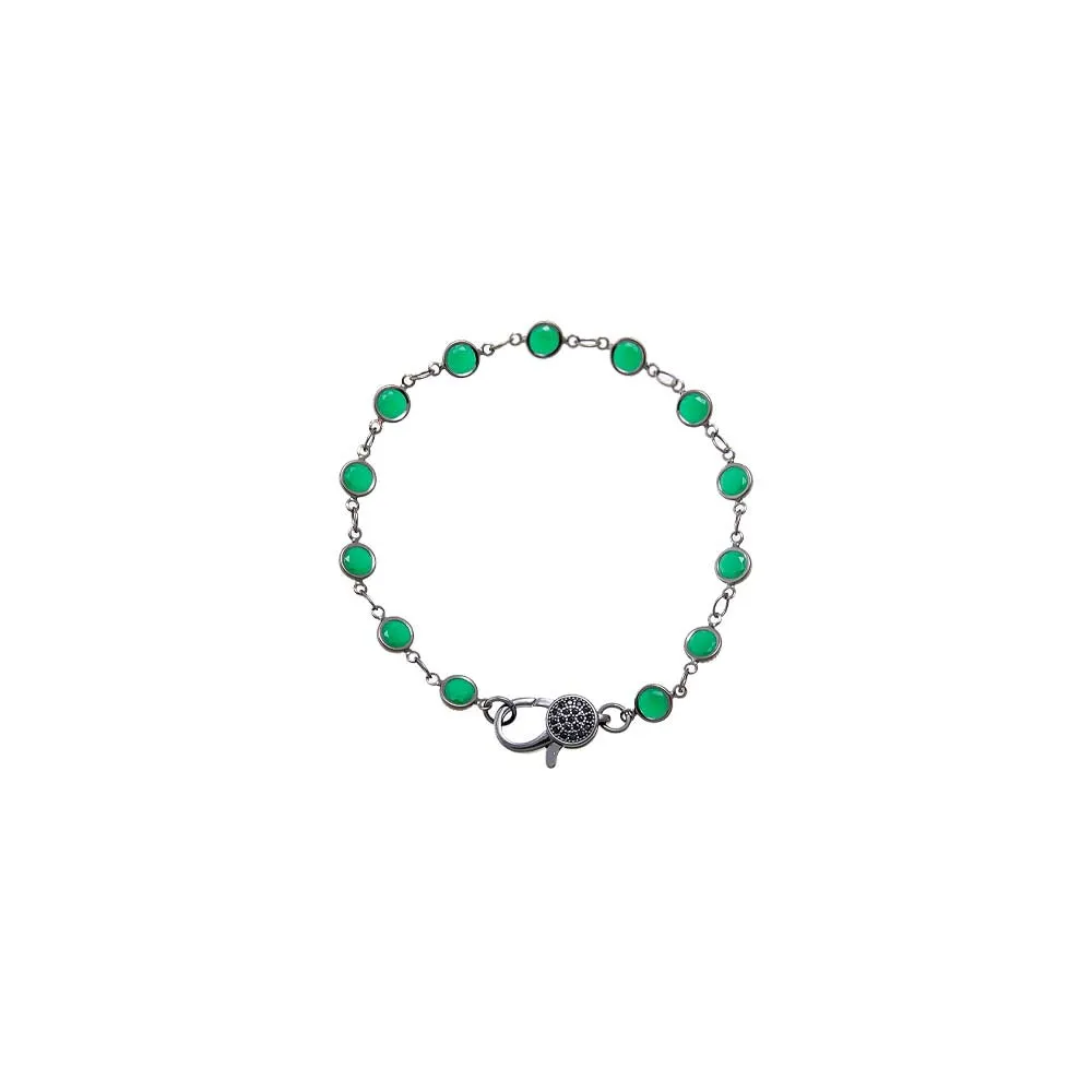 Emerald Green Blackened Bezel Chain Bracelet sold by Adina Eden's