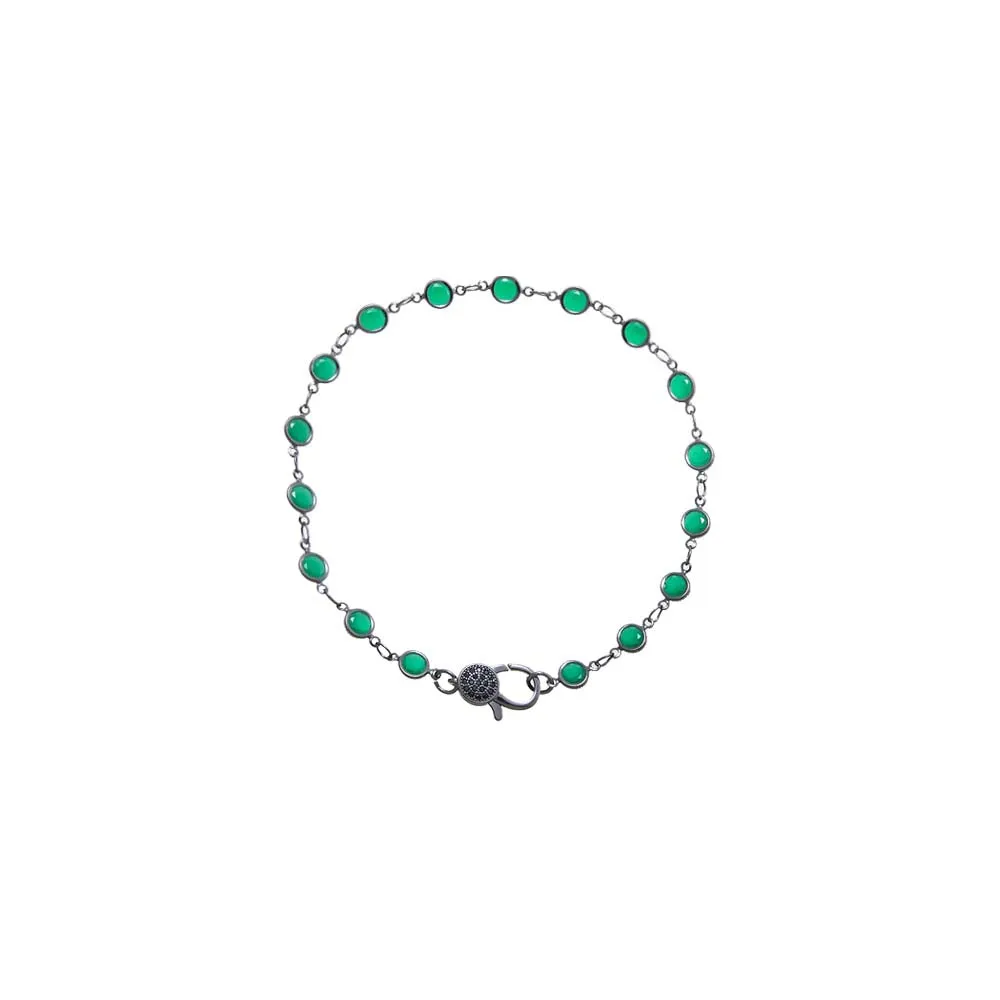 Emerald Green Blackened Bezel Chain Anklet sold by Adina Eden's