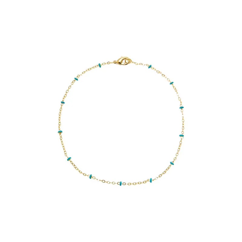 Colored Enamel Beaded Link Chain Anklet made by Adina Eden's