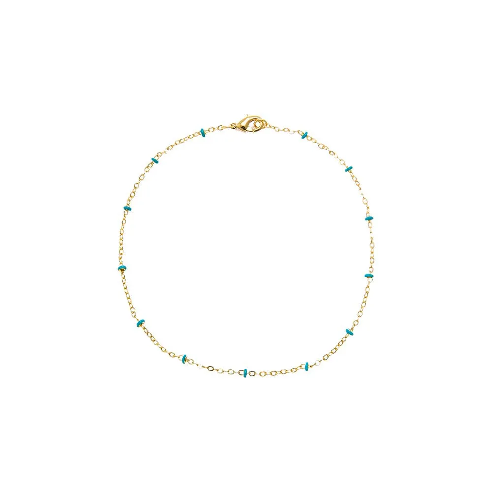 Colored Enamel Beaded Link Chain Anklet sold by Adina Eden's