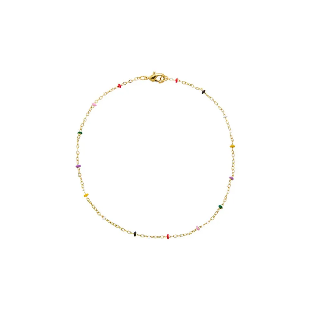 Colored Enamel Beaded Link Chain Anklet sold by Adina Eden's product image thumbnail 3