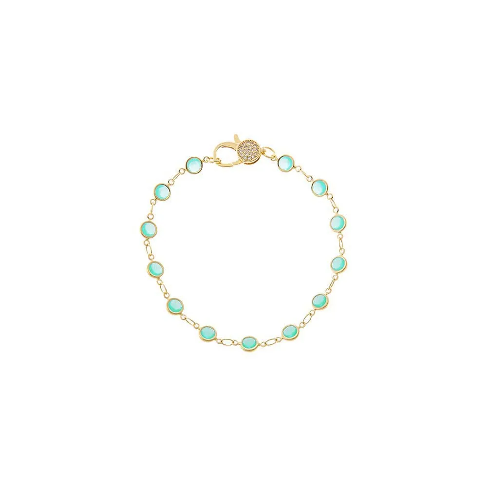 Aqua Green Station Pave Lobster Clasp Link Chain Bracelet sold by Adina Eden's