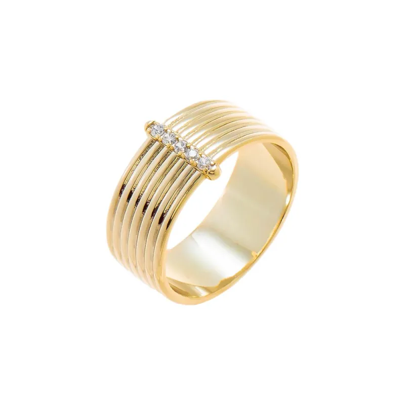 CZ Multi-Row Ribbed Wide Band made by Adina Eden's