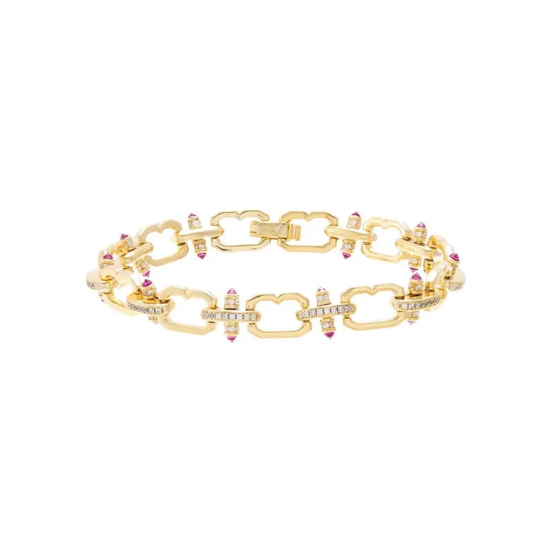 Ruby Red /CZ Crossbar Link Bracelet made by Adina Eden's