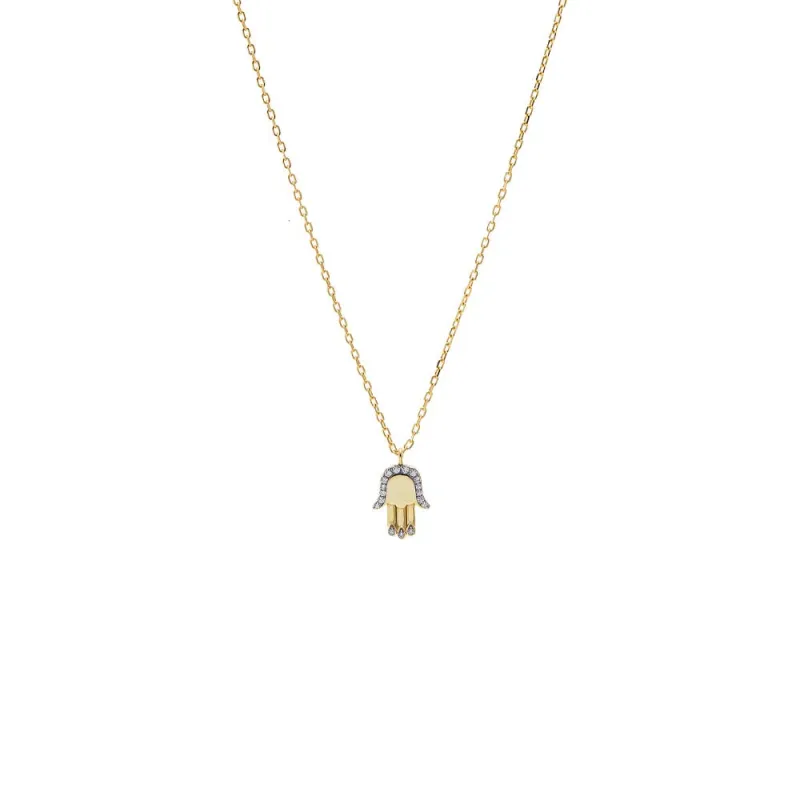 Pave Hamsa Hand Pendant Necklace made by Adina Eden's