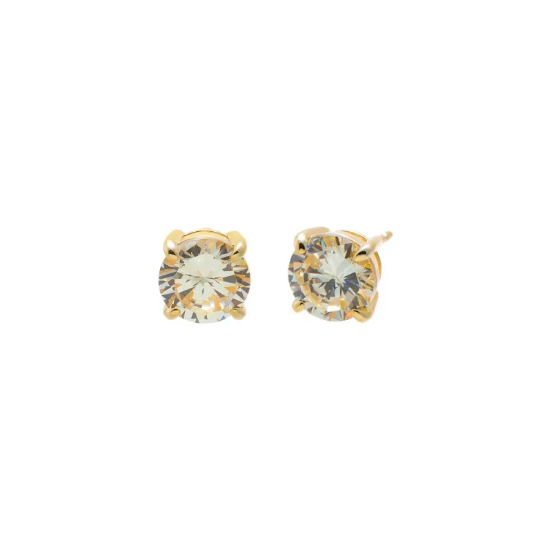 CZ Yellow Round Solitarie Stud Earring made by Adina Eden's