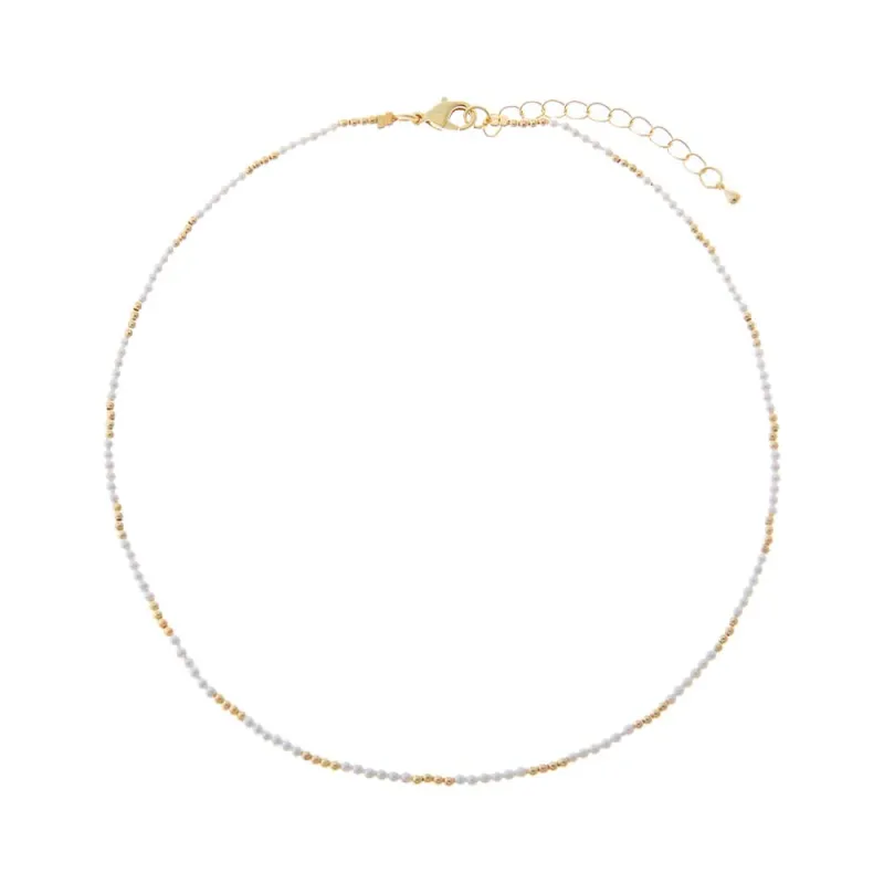 Golden Tiny Pearl Beaded Choker Necklace made by Adina Eden's