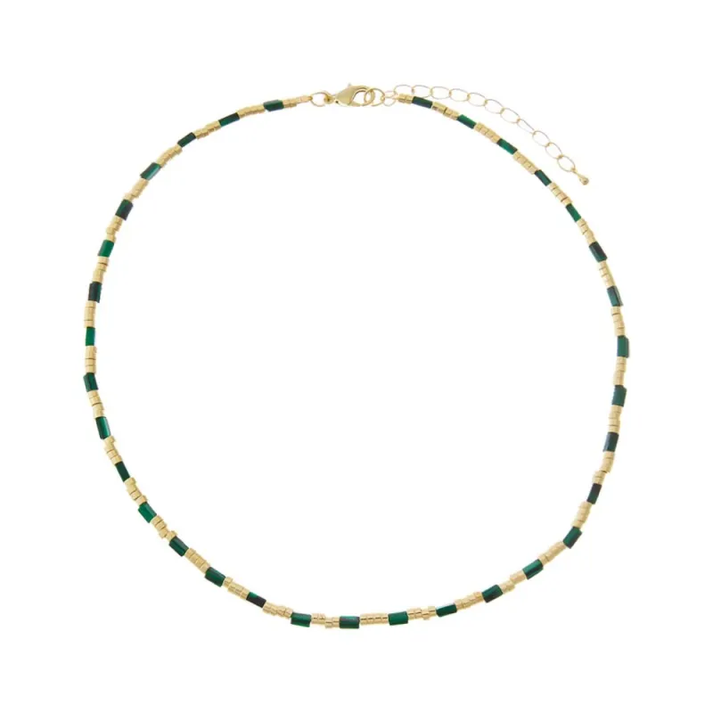 Golden Malachite Gemstone Choker Necklace made by Adina Eden's