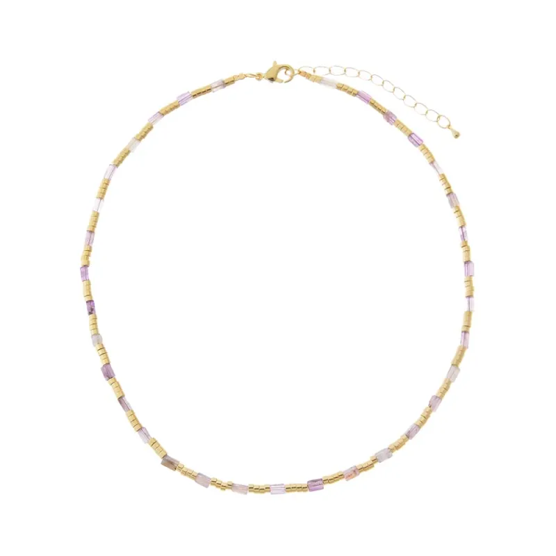 Golden Amethyst Gemstone Choker Necklace made by Adina Eden's